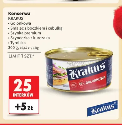 Konserwa szynka premium Krakus promocja w Intermarche