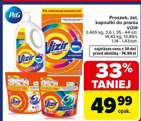 Proszek żel kapsułki do prania Vizir promocja w Carrefour Market