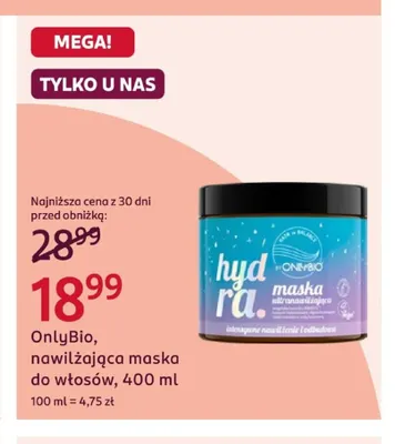 Nawilżająca maska do włosów OnlyBio promocja w Rossmann