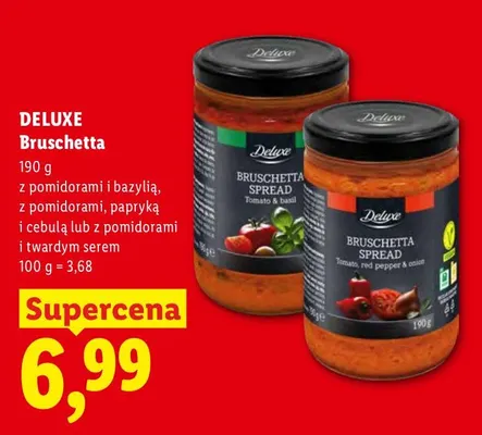 Bruschetta z pomidorami i twardym serem Deluxe promocja w Lidl