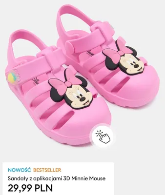 Sandały dziecięce z aplikacjami 3D Minnie Mouse Disney promocja w Sinsay