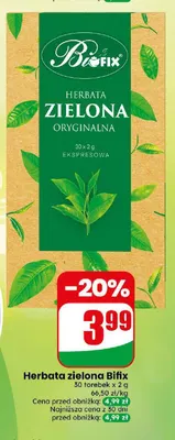 Herbata zielona Bifix promocja w Dino