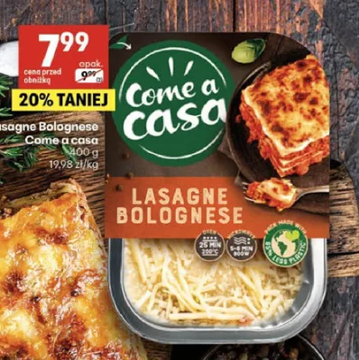 Lasagne Bolognese Come a casa promocja w Delikatesy Centrum
