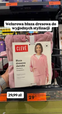 Bluza dresowa damska welurowa Clevé promocja