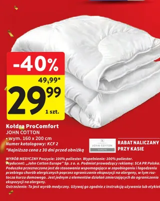 Kołdra ProComfort John Cotton 160x200 cm promocja w Intermarche