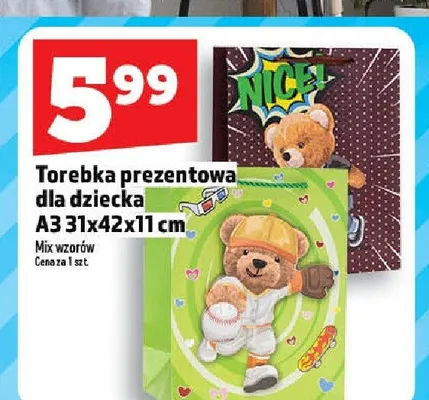 Torebka prezentowa dla dziecka A3 31x42x11cm promocja w TOPAZ