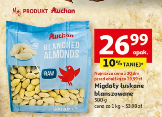 Migdały tłuskane blanszowane Auchan promocja w Auchan