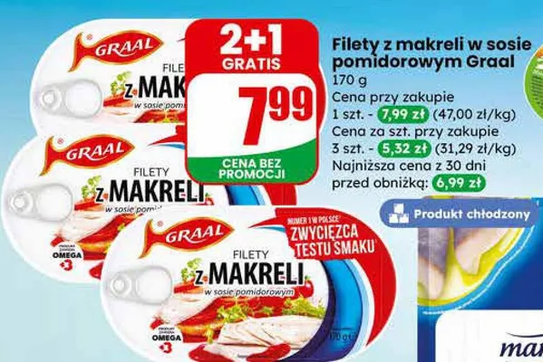 Filety z makreli w sosie pomidorowym najniższa cena z testów smaku promocja w Dino