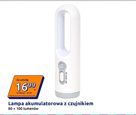 Lampa akumulatorowa z czujnikiem 80 + 100 lumenów promocja w Action