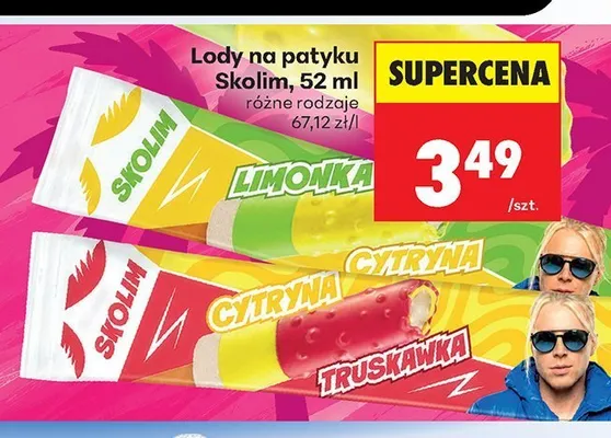 Lody na patyku Skolim Truskawka promocja w Biedronka