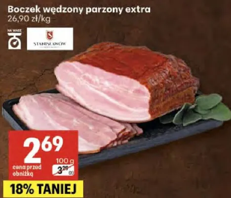 Boczek wędzony parzony extra promocja w Delikatesy Centrum