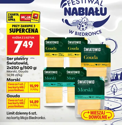 Ser żółty w plastrach Światowid Morski promocja w Biedronka