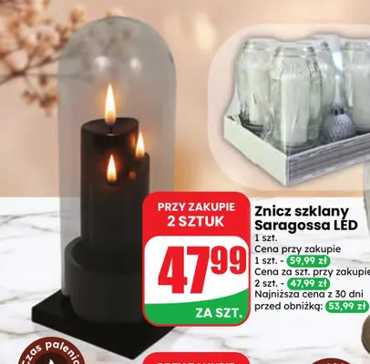 Znicz szklany Saragossa LED promocja w Dino