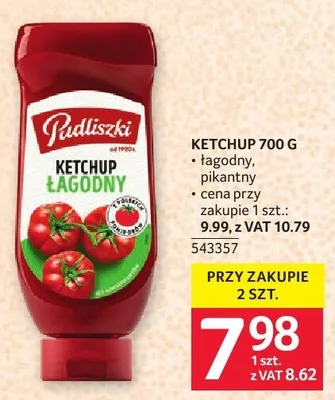 Ketchup Pudliszki 700 g promocja w Selgros