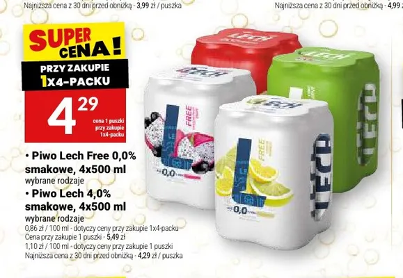 Piwo Lech 4,0% smakowe 4-pak 500 ml promocja w Twój Market