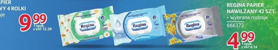 Papier nawilżany Regina 42 szt. wybrane rodzaje promocja w Selgros