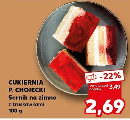 Sernik na zimno z truskawkami Cukiernia P.Chojecki promocja w Kaufland
