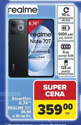 Smartfon 6,74" REALME 70T promocja w Carrefour