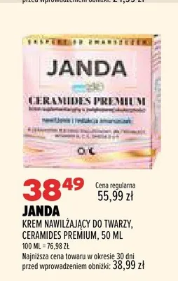 Krem nawilżający do twarzy Janda Ceramides Premium promocja w Drogerie Natura