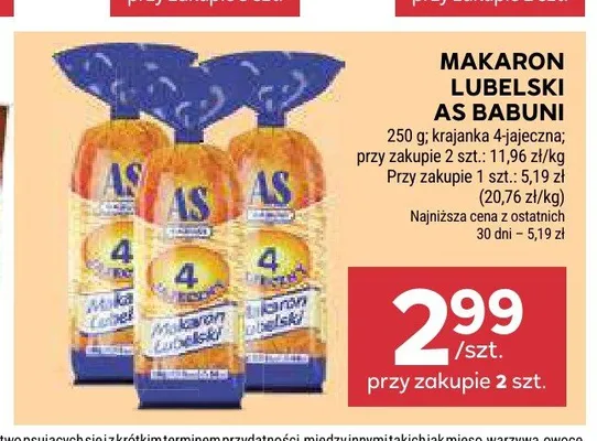 Makaron Lubelski As Babuni krajanka 4-jajeczna promocja w Stokrotka