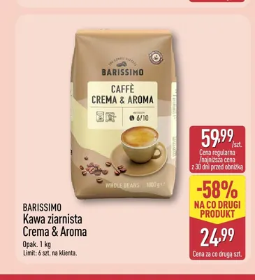 Kawa ziarnista Crema & Aroma Barissimo promocja w Aldi