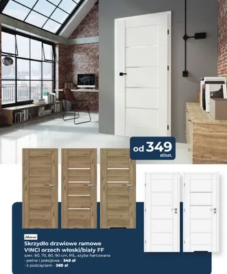 Skrzydło drzwiowe ramowe Vinci orzech włoski/biały FF promocja w PSB Mrówka