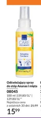 Odświeżający spray do stóp Avon Care Footworks Ananas i mięta promocja w AVON