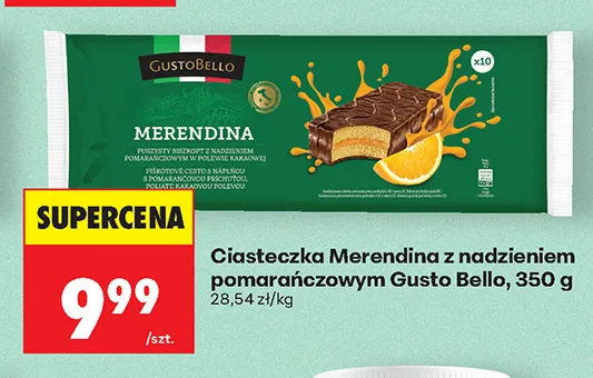 Ciasteczka Merendina z nadzieniem pomarańczowym Gusto Bello promocja w Biedronka
