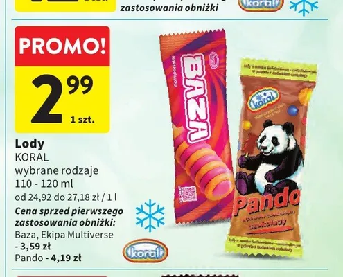 Lody Koral Pando promocja w Intermarche