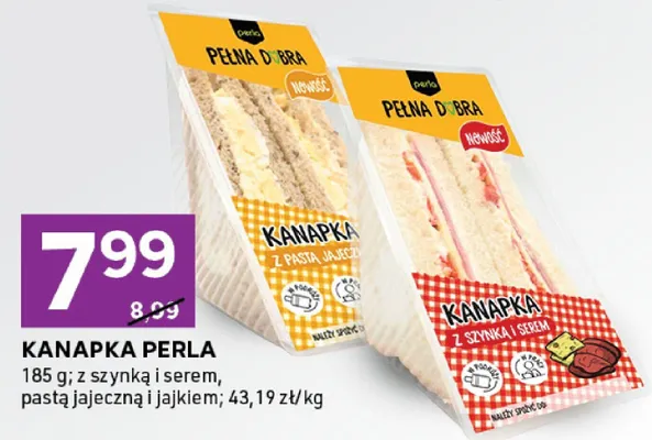Kanapka Perla z szynką i serem pastą jajeczną i jajkiem Deli promocja w Stokrotka