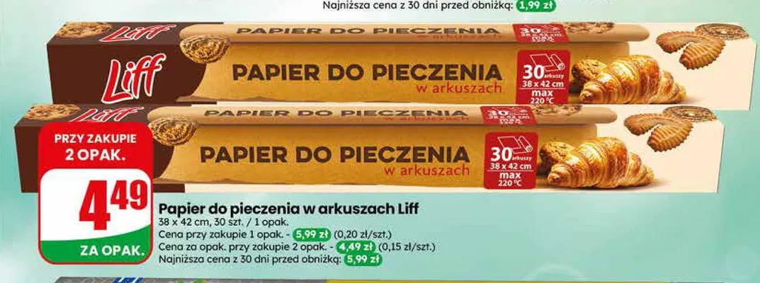 Papier do pieczenia w arkuszach Liff promocja w Dino