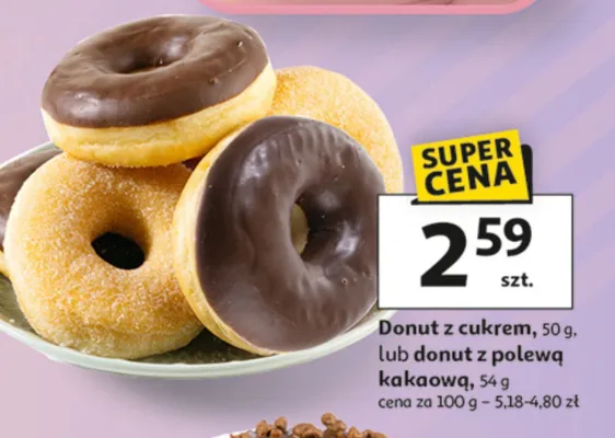 Donut  z polewą kakaową promocja w Auchan