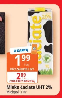 Mleko Łaciate UHT 2% promocja w Leclerc