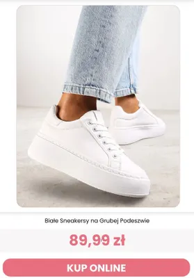 Białe sneakersy na grubej podeszwie Renee promocja w Renee