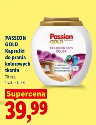 Kapsułki do prania kolorowych tkanin Passion Gold 3in1 Action Caps Color promocja w Lidl