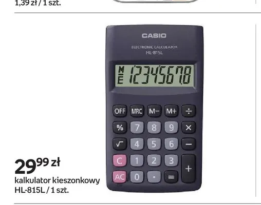 Kalkulator kieszonkowy CASIO HL-815l promocja w Empik