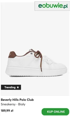 Sneakersy Beverly Hills Polo Club białe promocja w eobuwie.pl