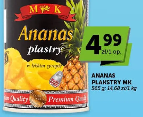 Ananas plastry w lekkim syropie promocja w Groszek