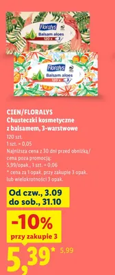 Chusteczki kosmetyczne z balsamem 3-warstwowe Cien/Floralys promocja w Lidl