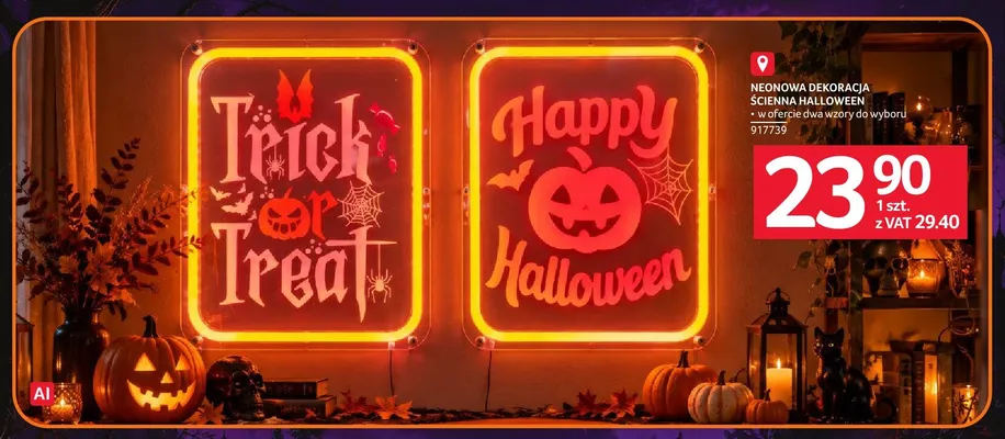 Neonowa dekoracja ścienna Halloween promocja w Selgros