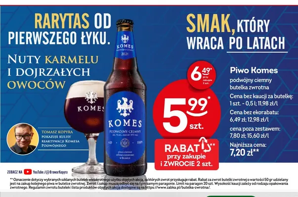 Piwo Komes podwójny ciemny promocja w Żabka