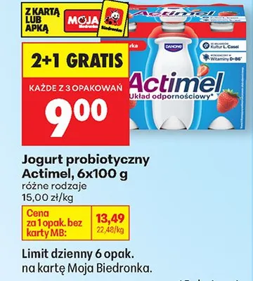 Jogurt probiotyczny Actimel promocja w Biedronka