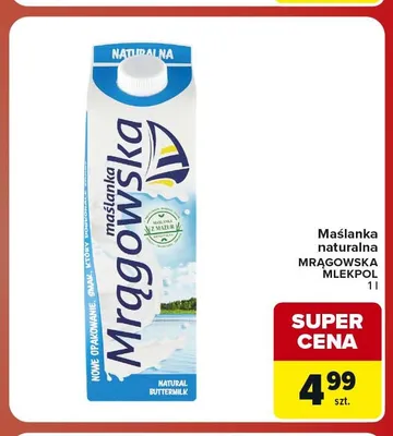 Maślanka naturalna Mrągowska Mlekpol promocja w Carrefour Market