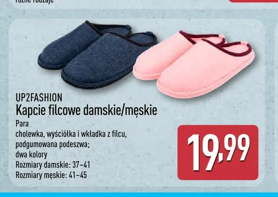 Kapcie filcowe męskie UP2FASHION promocja w Aldi
