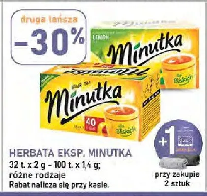 Herbata ekspresowa Minutka 32 t x 2 g różne rodzaje promocja w Stokrotka