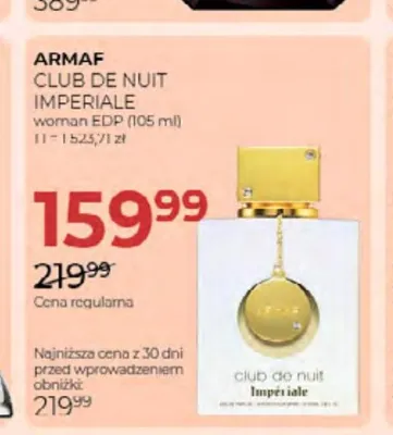 Woda perfumowana damska Armaf Club de Nuit Imperiale promocja w Drogerie Jawa