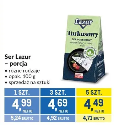 Ser Lazur porcja różne rodzaje promocja w Makro