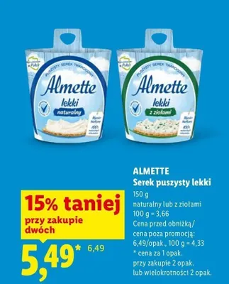 Serek puszysty lekki Almette z ziołami promocja w Lidl