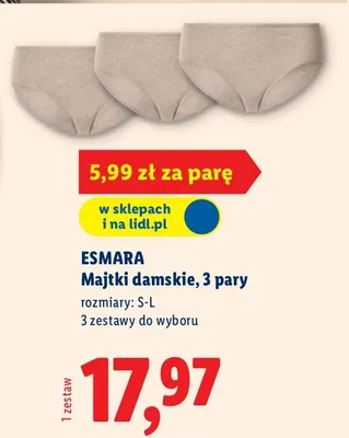 Majtki damskie, 3 pary Esmara promocja