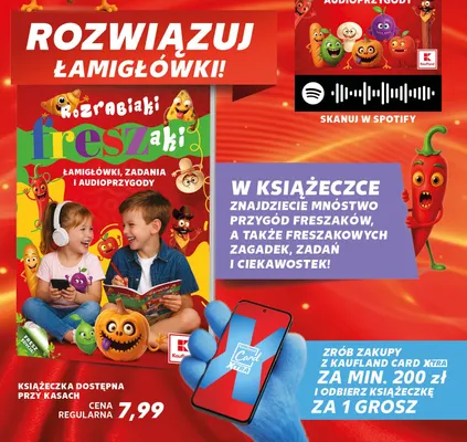 Książeczka Rozrabiaki Freszaki Łamigłówki, zadania i audioprzygody promocja w Kaufland